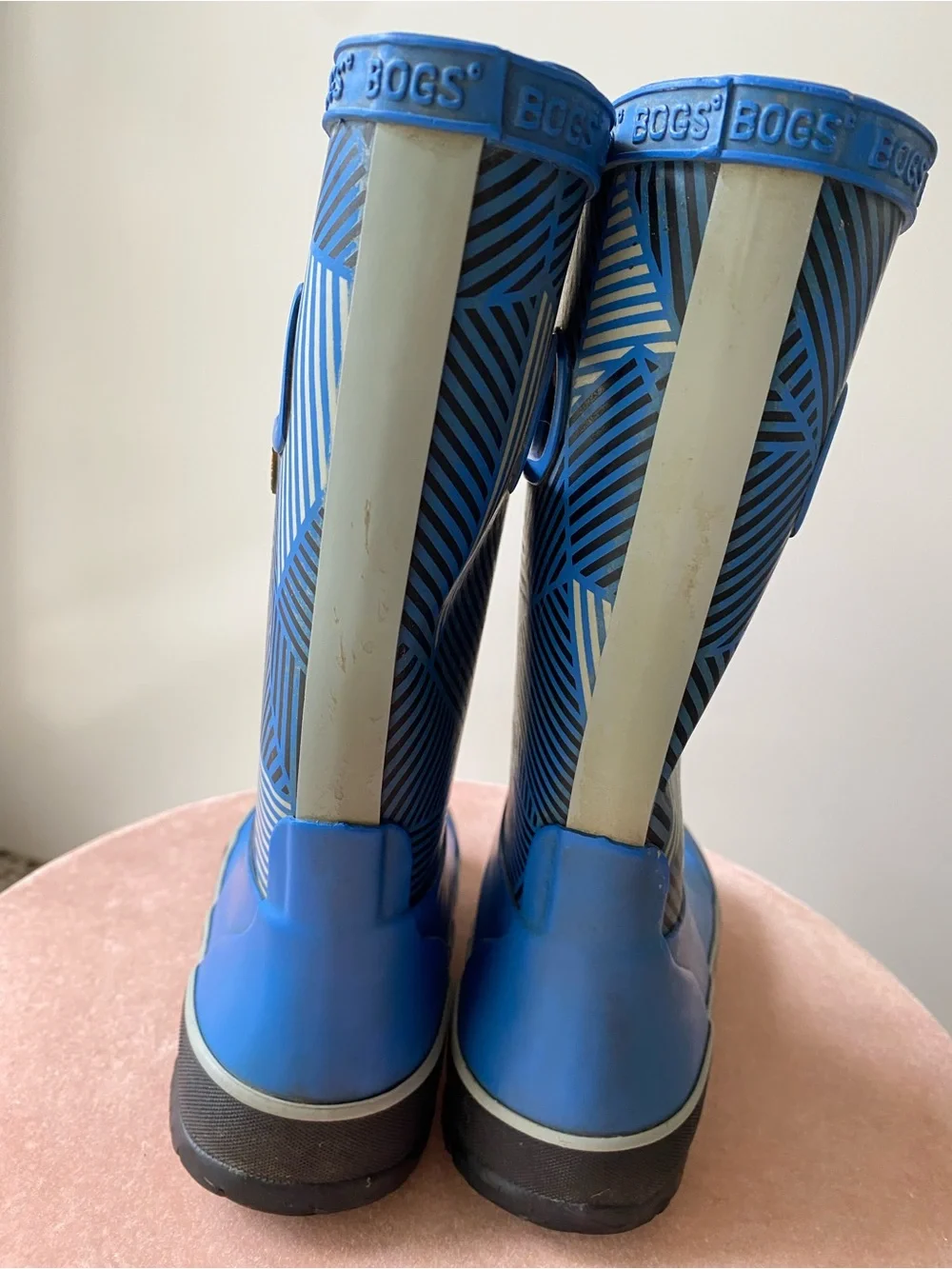 BOGS Kids Waterproof Rain Boots Blue Geometric Size 10